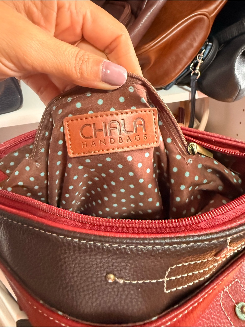 Chala Red and Black Crossbody with Dog Patch - Picture 2 of 5